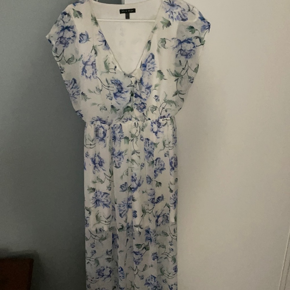 White sheer overlay floral dress